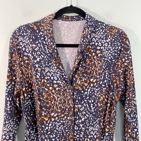 Garnet Hill Women Mixed Print Mavis Button Up Tie Waist Knit Dress Size S - Picture 2 of 9